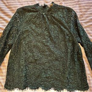 Joie Dark Green Lace Blouse